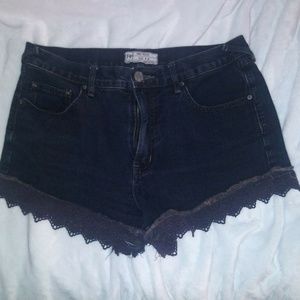 Free People High Rise Jean Shorts - Black denim